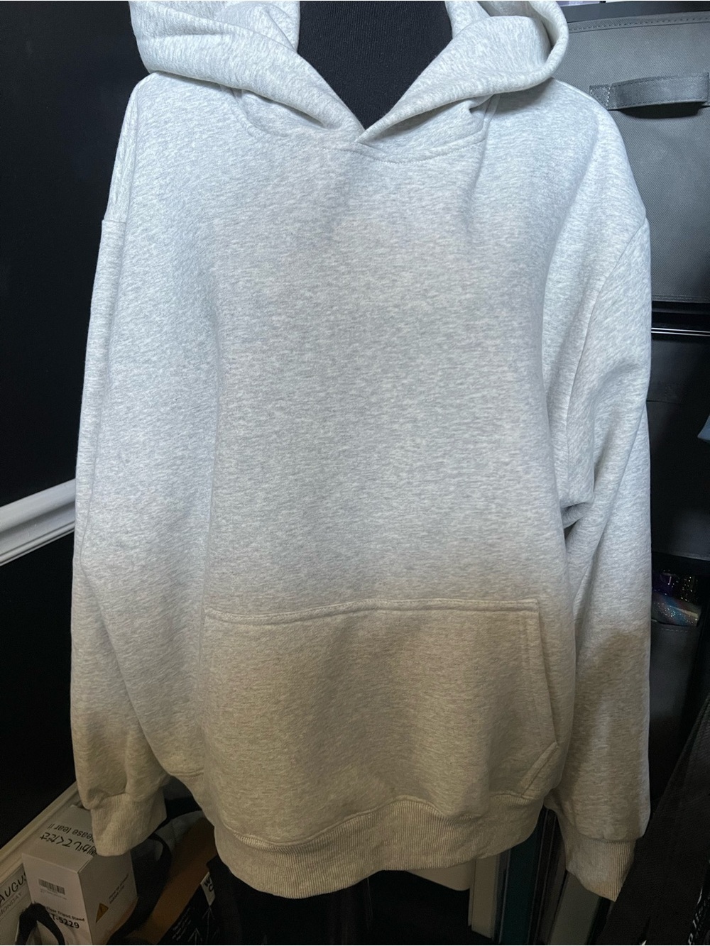 Parke Oversized Hoodie Sweatshirt - Light Heather Gray with Red Heart - Picture 2 of 3